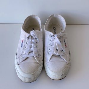 Superga cotu canvas, white laced up shoes size 38